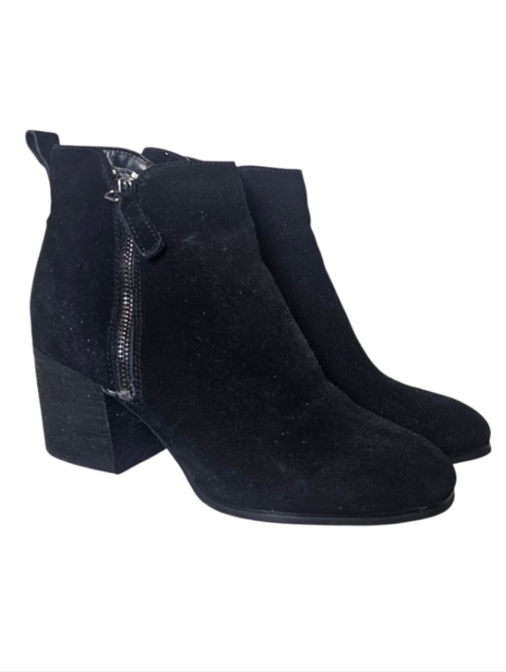 Blondo Suede Ankle Boots - Women’s Size 8.5 - Black Chunky Block Heel Waterproof